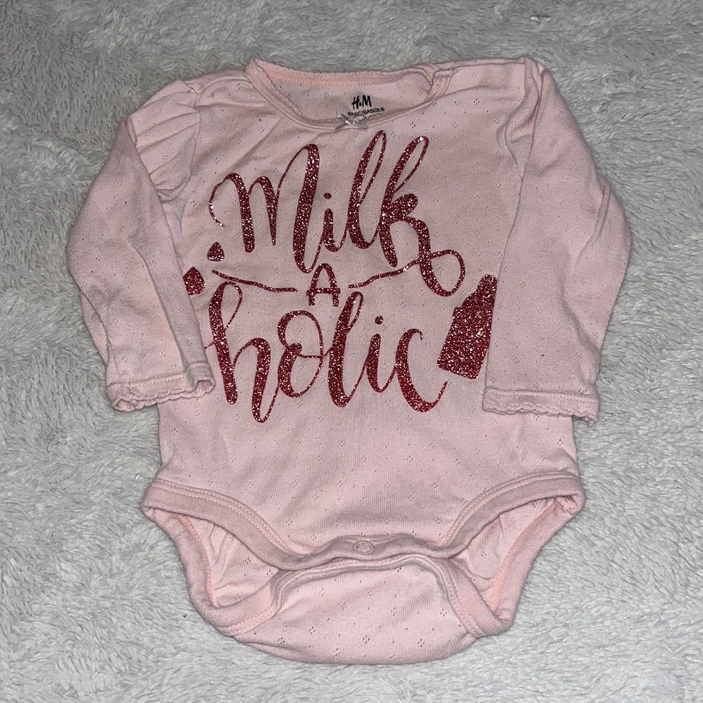 (3 for $10) H&M pink milkaholic bodysuit